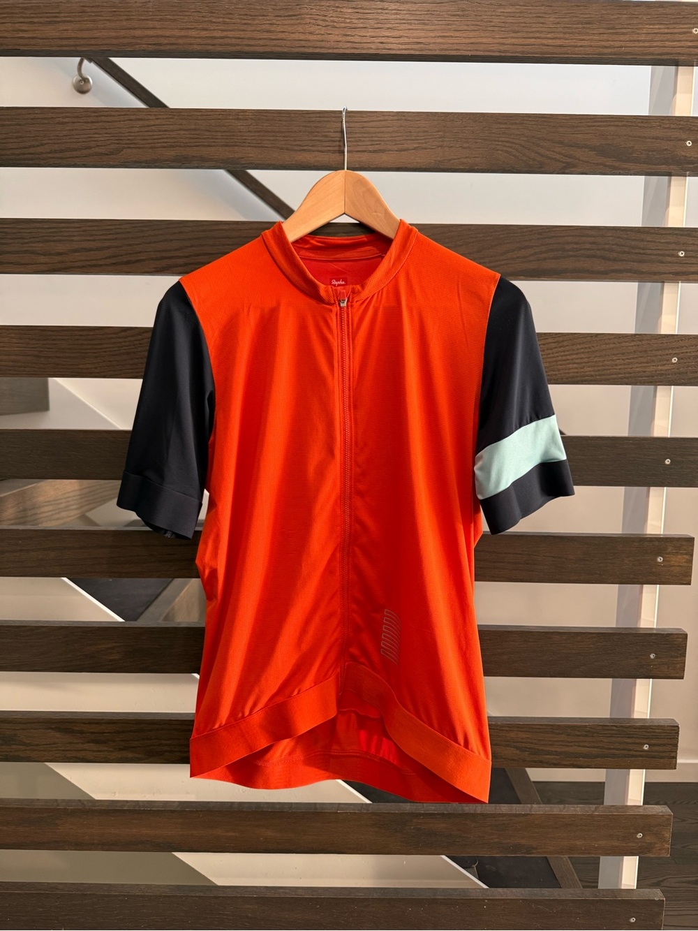Rapha Men's Short-Sleeve Cycling Jersey in Bright Orange with Navy Sleeves